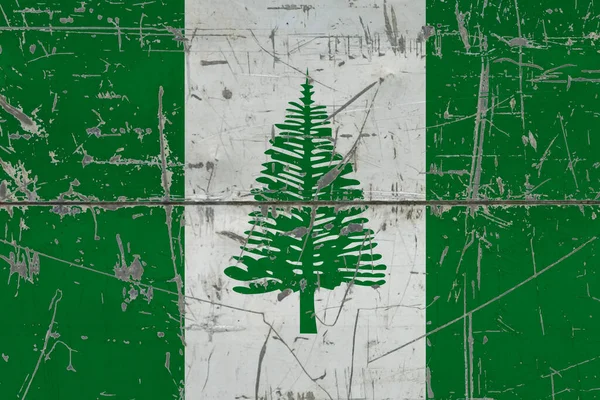 Norfolk Island Flagge Auf Rissiger Schmutziger Oberfläche Nationales Muster Auf — Stockfoto