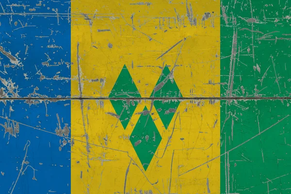 Bandiera Saint Vincent Grenadine Dipinta Una Superficie Sporca Incrinata Modello — Foto Stock