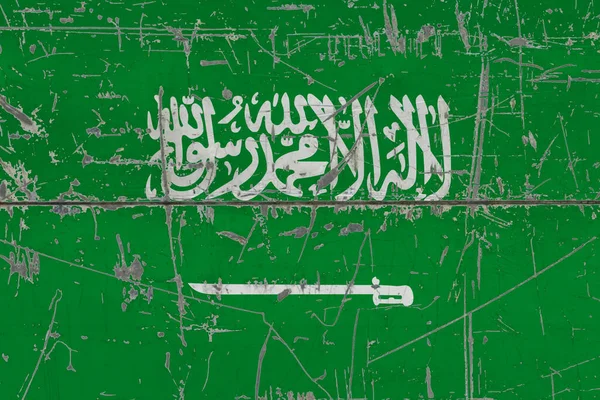 Drapelul Arabiei Saudite Fost Pictat Suprafață Murdară Modelul Național Suprafața — Fotografie, imagine de stoc