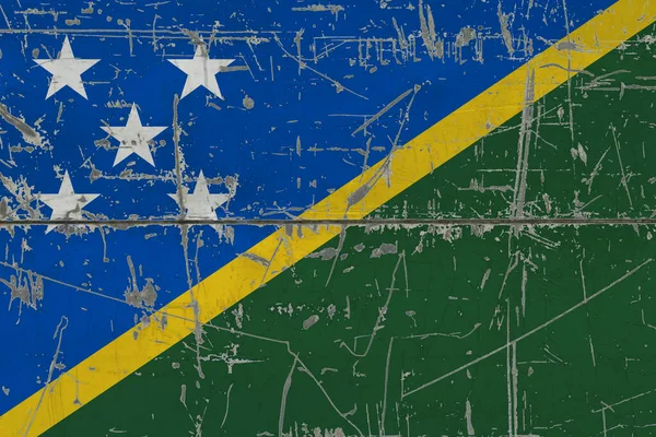 Solomon Islands Flag Painted Cracked Dirty Surface National Pattern Vintage — Stock Photo, Image