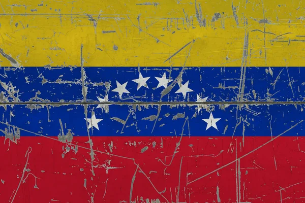 Bandera Venezuela Pintada Sobre Superficie Sucia Agrietada Patrón Nacional Superficie — Foto de Stock