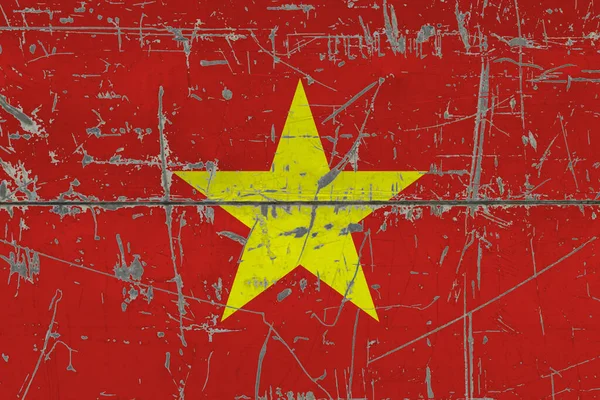 Vietnam Flag Painted Cracked Dirty Surface National Pattern Vintage Style — Stock Photo, Image