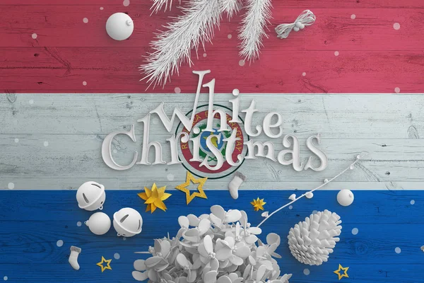 Paraguayská Vlajka Dřevěném Stole Textem White Christmas Vánoční Nový Rok — Stock fotografie