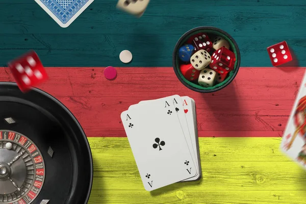 Alemania Tema Del Casino Ases Juego Póquer Cartas Fichas Mesa — Foto de Stock