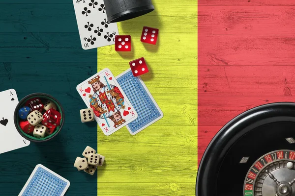 Bélgica Tema Del Casino Ases Juego Póquer Cartas Fichas Mesa — Foto de Stock