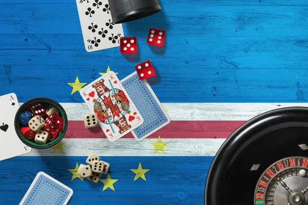 Tema Del Casino Cabo Verde Ases Juego Póquer Cartas Fichas — Foto de Stock