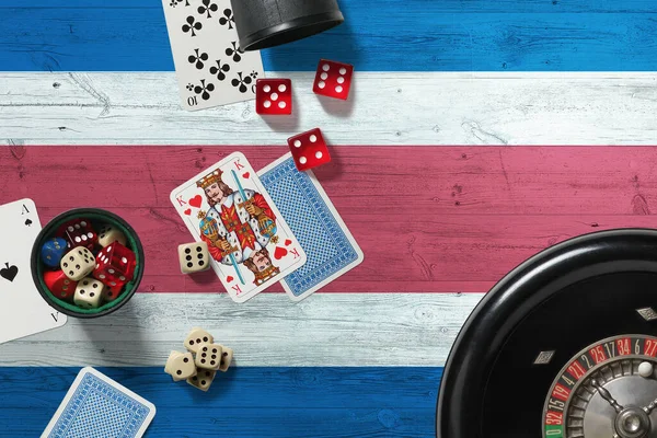 Tema Casino Costa Rica Ases Juego Póquer Cartas Fichas Mesa — Foto de Stock
