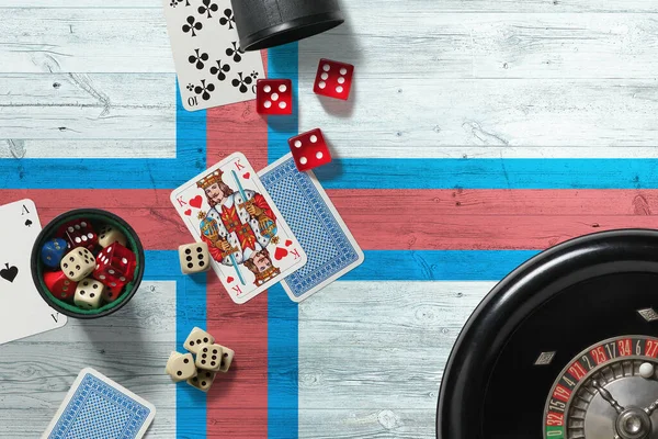 Tema Casino Islas Feroe Ases Juego Póquer Cartas Fichas Mesa — Foto de Stock