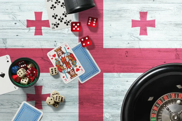 Tema Georgia Casino Ases Juego Póquer Cartas Fichas Mesa Roja — Foto de Stock