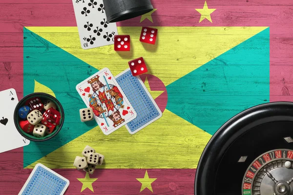 Tema Casino Grenada Ases Juego Póquer Cartas Fichas Mesa Roja — Foto de Stock