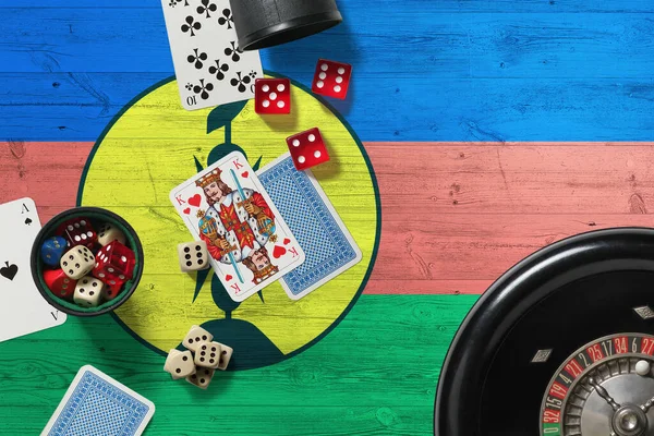 Tema Casino Nueva Caledonia Ases Juego Póquer Cartas Fichas Mesa — Foto de Stock