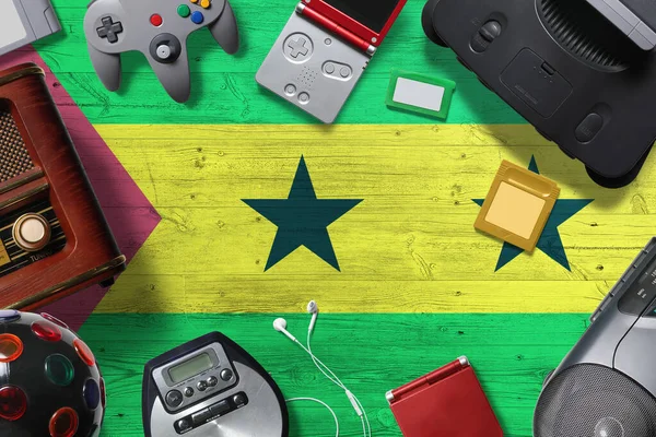 Santo Tomé Príncipe Concepto Juego Retro Una Colección Controladores Videojuegos — Foto de Stock