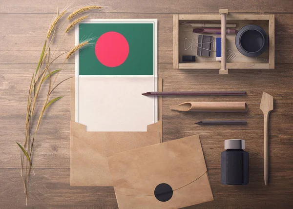 Bangladesh Invitación Concepto Carta Celebración Bandera Con Papel Artesanal Sobre — Foto de Stock