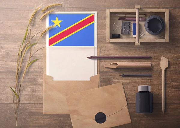 Invitación Congo Concepto Carta Celebración Bandera Con Papel Artesanal Sobre — Foto de Stock