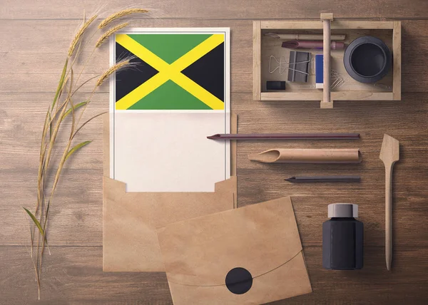 Jamaica Invitación Concepto Carta Celebración Bandera Con Papel Artesanal Sobre — Foto de Stock