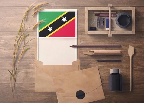 Invitación Saint Kitts Nevis Concepto Carta Celebración Bandera Con Papel — Foto de Stock