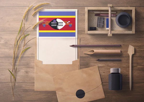 Swazilandia Invitación Concepto Carta Celebración Bandera Con Papel Artesanal Sobre — Foto de Stock