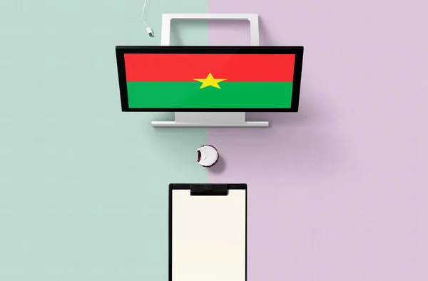 Bandera Nacional Burkina Faso Pantalla Ordenador Vista Superior Cupcake Papel — Foto de Stock