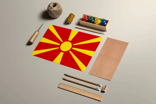 Makedoniansk Kalligrafi Tilbehør Verktøy Vakker Håndskrift Blyanter Penner Blekk Børste – stockfoto