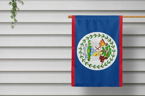 Bandera Nacional Belice Cuelga Una Cerca Largo Pared Madera Una — Foto de Stock