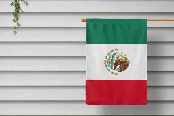 Bandera Nacional México Cuelga Una Cerca Largo Pared Madera Pueblo — Foto de Stock