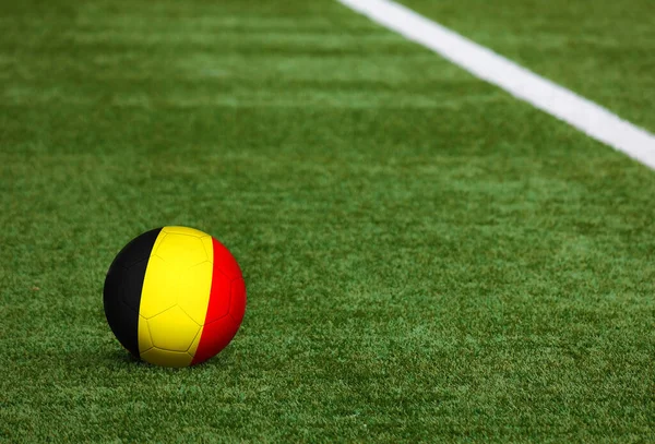 Bandera Bélgica Fondo Del Campo Fútbol Tema Nacional Fútbol Sobre — Foto de Stock