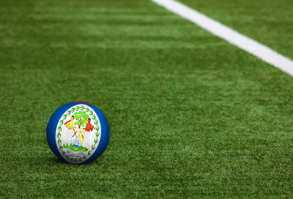 Bandera Belice Pelota Fondo Del Campo Fútbol Tema Nacional Fútbol — Foto de Stock