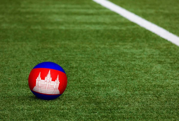 Bandera Camboya Pelota Fondo Del Campo Fútbol Tema Nacional Fútbol — Foto de Stock