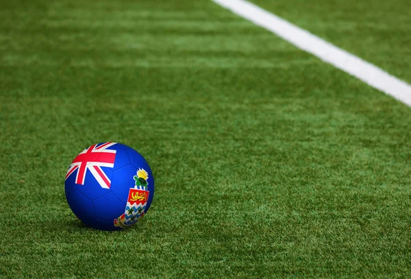 Bandera Las Islas Caimán Fondo Del Campo Fútbol Tema Nacional — Foto de Stock