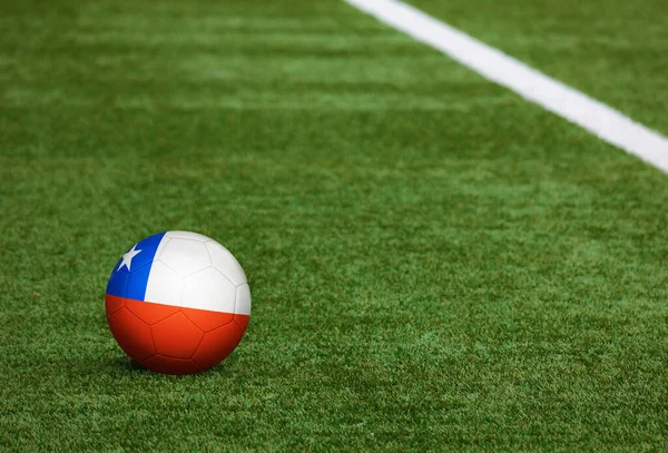 Bandera Chile Pelota Fondo Del Campo Fútbol Tema Nacional Fútbol — Foto de Stock