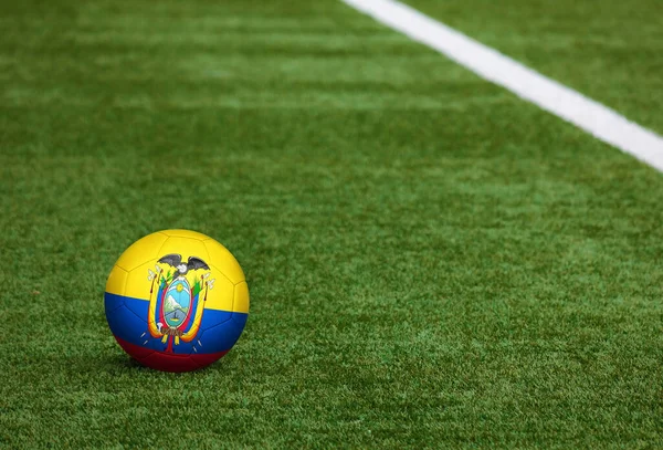 Прапор Еквадору Ячі Футбольному Полі Національний Футбол Зелену Траву Концепція — стокове фото