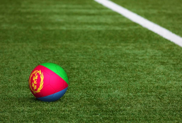 Bandera Eritrea Pelota Fondo Del Campo Fútbol Tema Nacional Fútbol — Foto de Stock