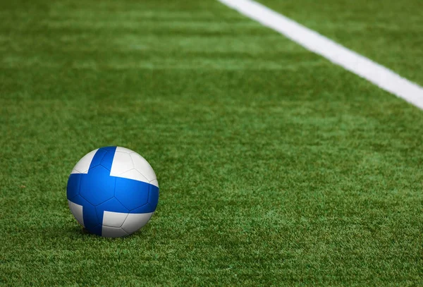 Bandera Finlandia Pelota Fondo Del Campo Fútbol Tema Nacional Fútbol — Foto de Stock