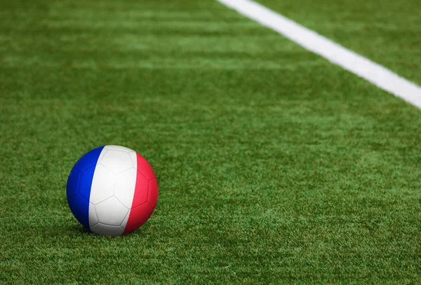 Bandera Francia Fondo Del Campo Fútbol Tema Nacional Fútbol Sobre — Foto de Stock