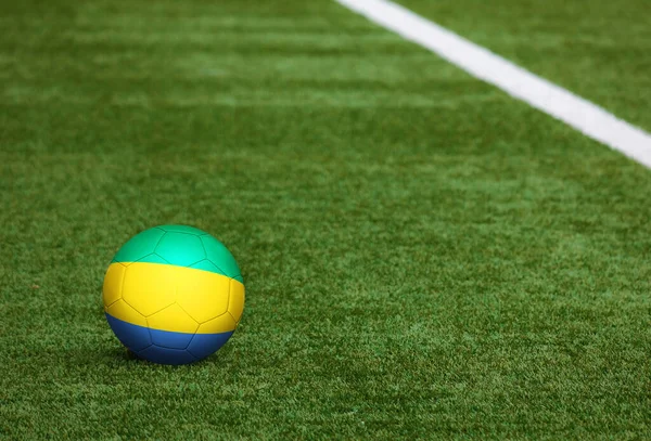 Bandera Gabón Pelota Fondo Del Campo Fútbol Tema Nacional Fútbol — Foto de Stock