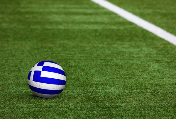 Bandera Grecia Pelota Fondo Del Campo Fútbol Tema Nacional Fútbol — Foto de Stock