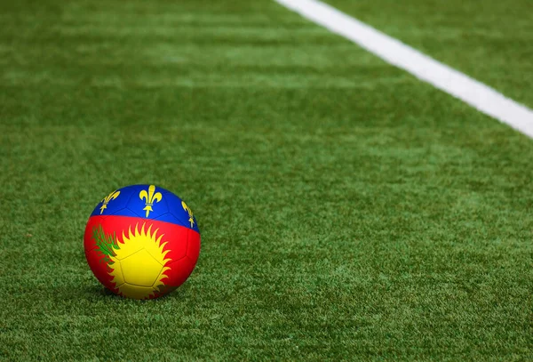 Bandera Guadalupe Pelota Fondo Del Campo Fútbol Tema Nacional Fútbol — Foto de Stock