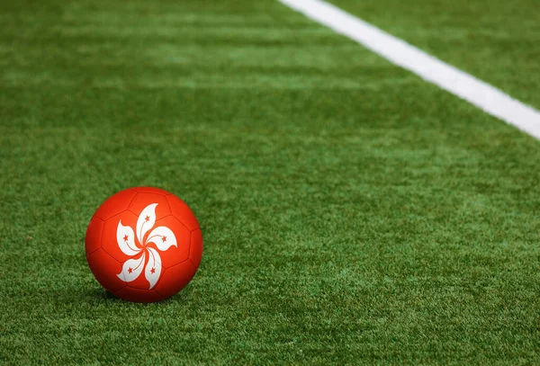 Bandera Hong Kong Pelota Fondo Del Campo Fútbol Tema Nacional — Foto de Stock