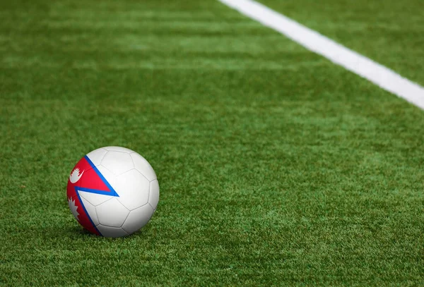 Bandera Nepal Pelota Fondo Del Campo Fútbol Tema Nacional Fútbol — Foto de Stock