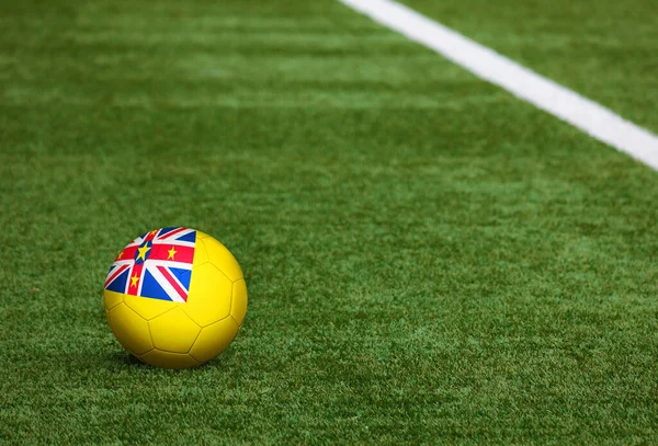 Bandera Niue Pelota Fondo Del Campo Fútbol Tema Nacional Fútbol — Foto de Stock