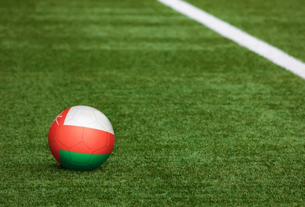 Bandera Omán Pelota Fondo Del Campo Fútbol Tema Nacional Fútbol — Foto de Stock