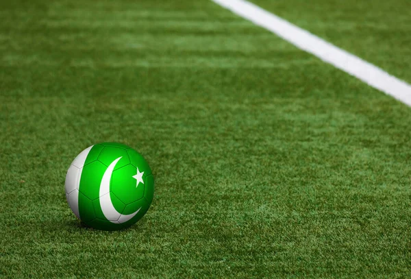 Bandera Pakistán Pelota Fondo Del Campo Fútbol Tema Nacional Fútbol — Foto de Stock