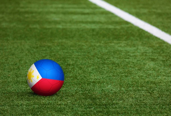 Bandera Filipinas Pelota Fondo Del Campo Fútbol Tema Nacional Fútbol — Foto de Stock