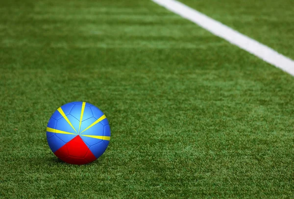 Bandera Reunión Pelota Fondo Del Campo Fútbol Tema Nacional Fútbol — Foto de Stock