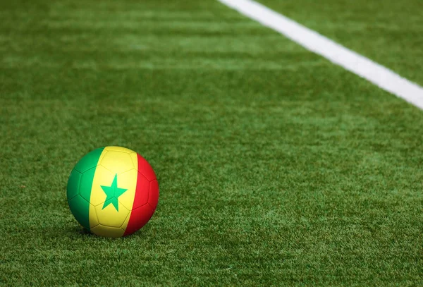 Bandera Senegal Fondo Del Campo Fútbol Tema Nacional Fútbol Sobre — Foto de Stock