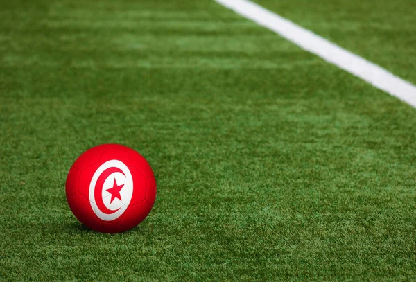 Bandera Túnez Pelota Fondo Del Campo Fútbol Tema Nacional Fútbol — Foto de Stock