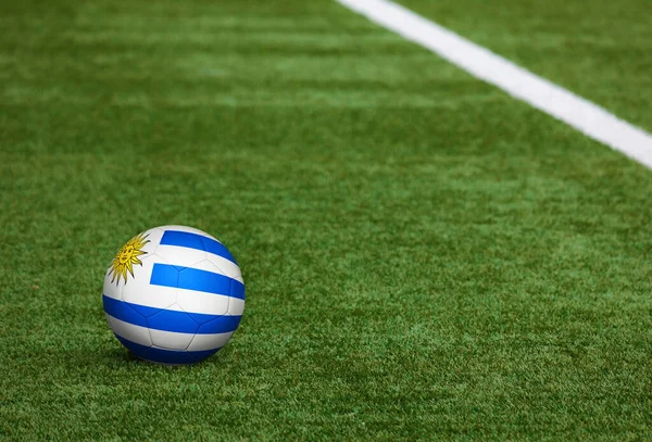 Bandera Uruguay Pelota Campo Fútbol Tema Nacional Fútbol Sobre Hierba — Foto de Stock