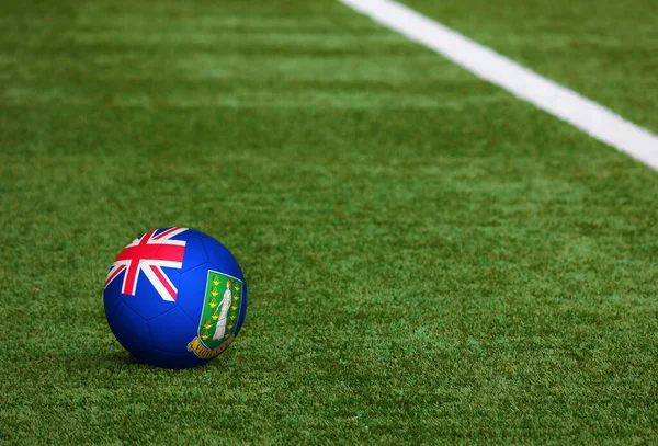 British Virgin Islands Flag Ball Soccer Field Background National Football — Stock Photo, Image