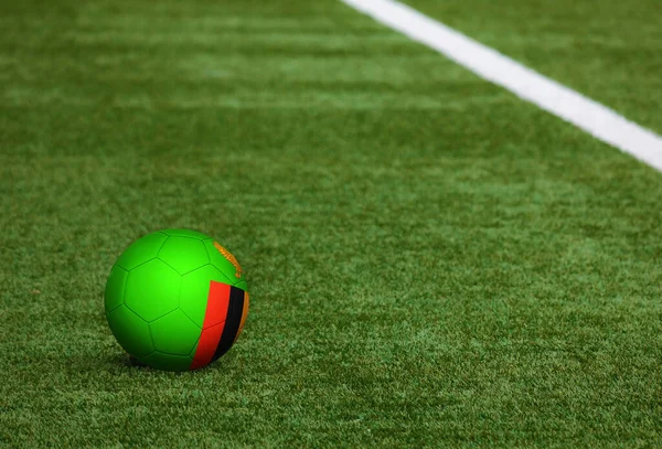 Bandera Zambia Pelota Fondo Del Campo Fútbol Tema Nacional Fútbol — Foto de Stock