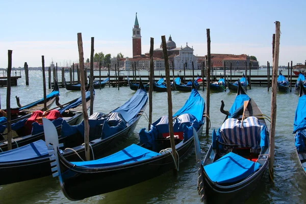 Wenecja Gondol Piazza San Marco Davanti All Isola San Giorgio — Zdjęcie stockowe